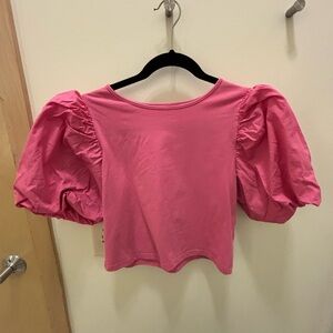 A New Day Pink Puff Sleeve Crop Top